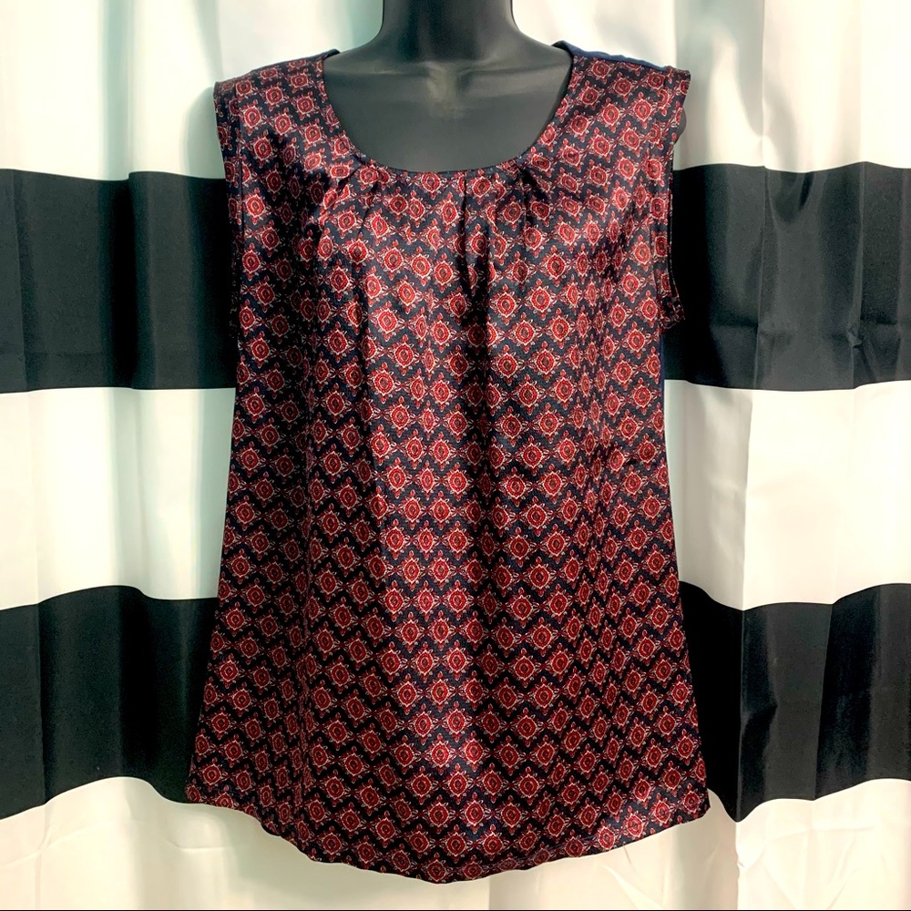 The Limited burgundy and navy satin tank.